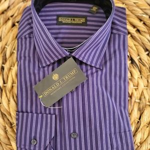 Donald Trump Men's Dress Shirt. Blue/Purple/Blk/White Stripe. Sz 16.5